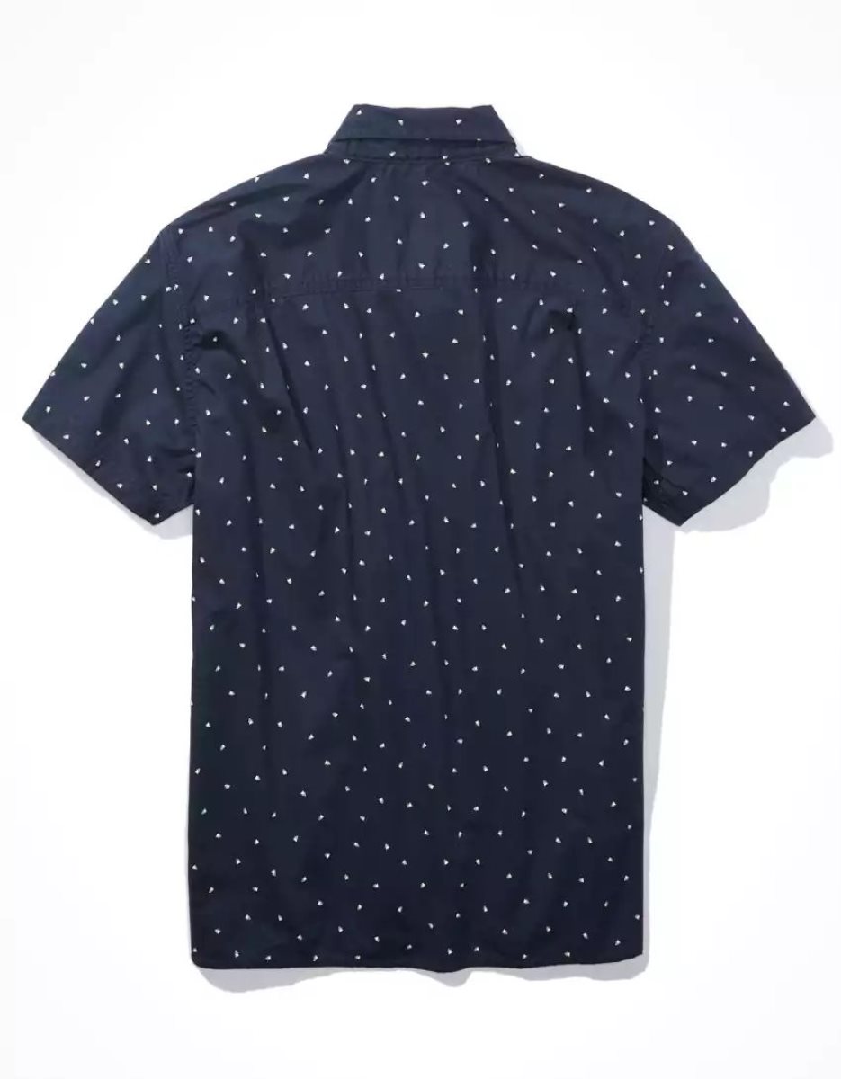 Hauts Flanelle American Eagle AE Micro Dot Button-Up Resort Shirt Bleu Marine Homme | AHW-08368666